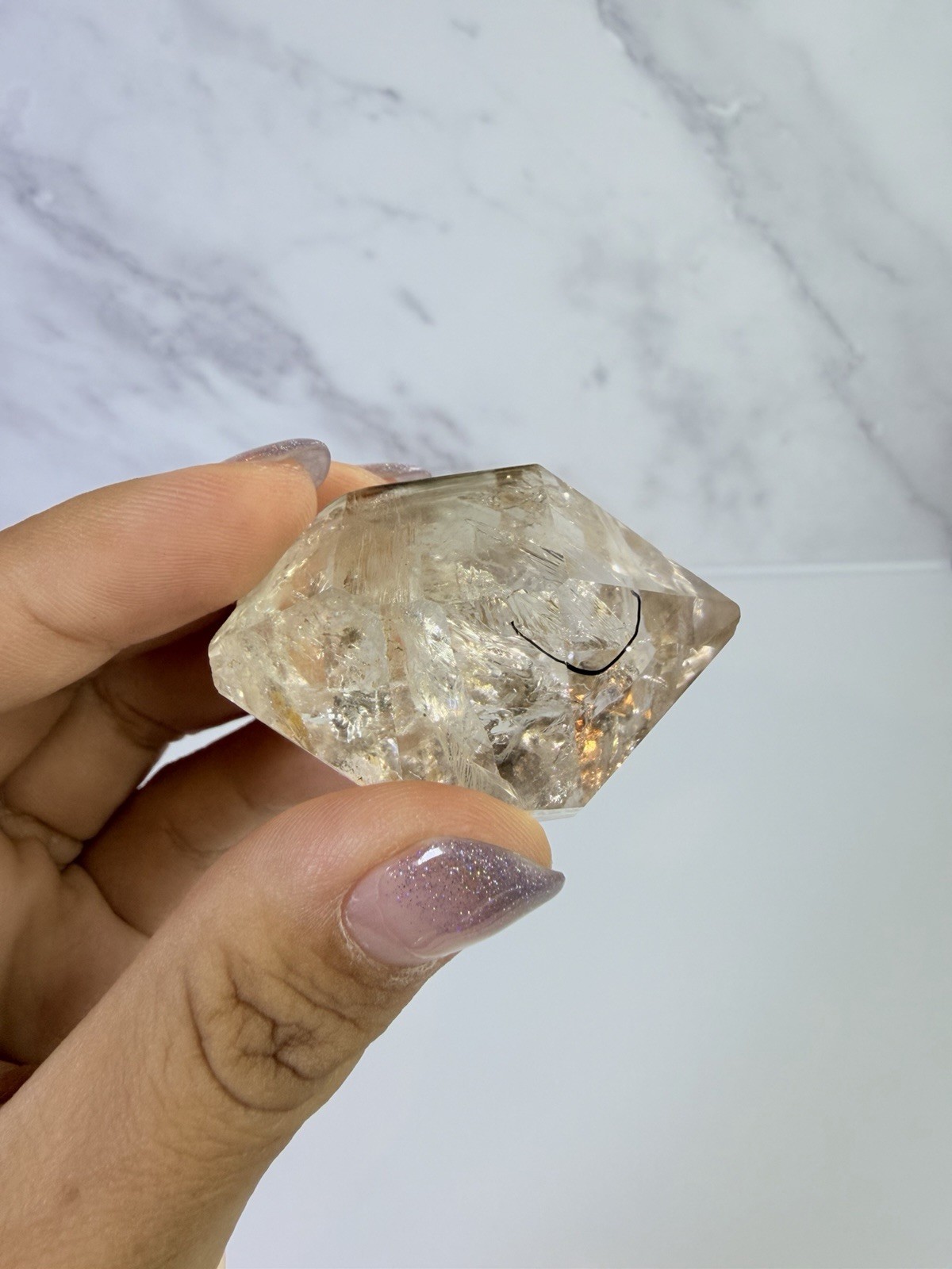 High Luster Enhydro Quartz w/ Moving Bubble &/or Carbon/Black Inclusions,A491