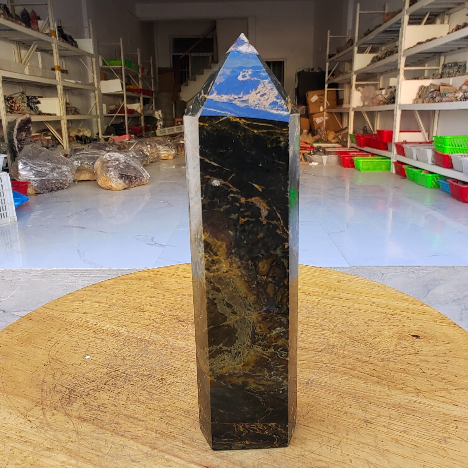 300g WOW! Natural Rare Pietersite Crystal Obelisk Quartz Tower Point Healing