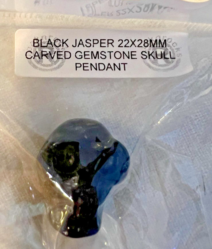 Jasper Stone Skull Pendant. Goth