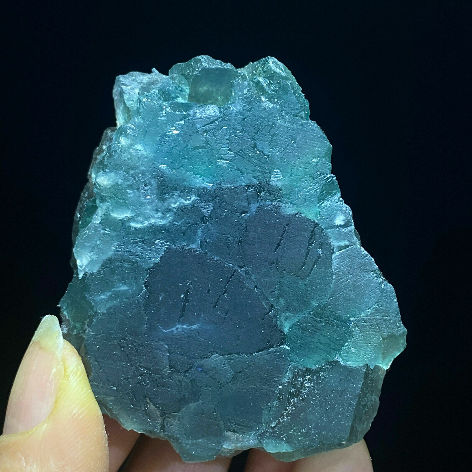 154g Translucent Green /Purple Trapezoidal Fluorite Cluster Mineral Specimen