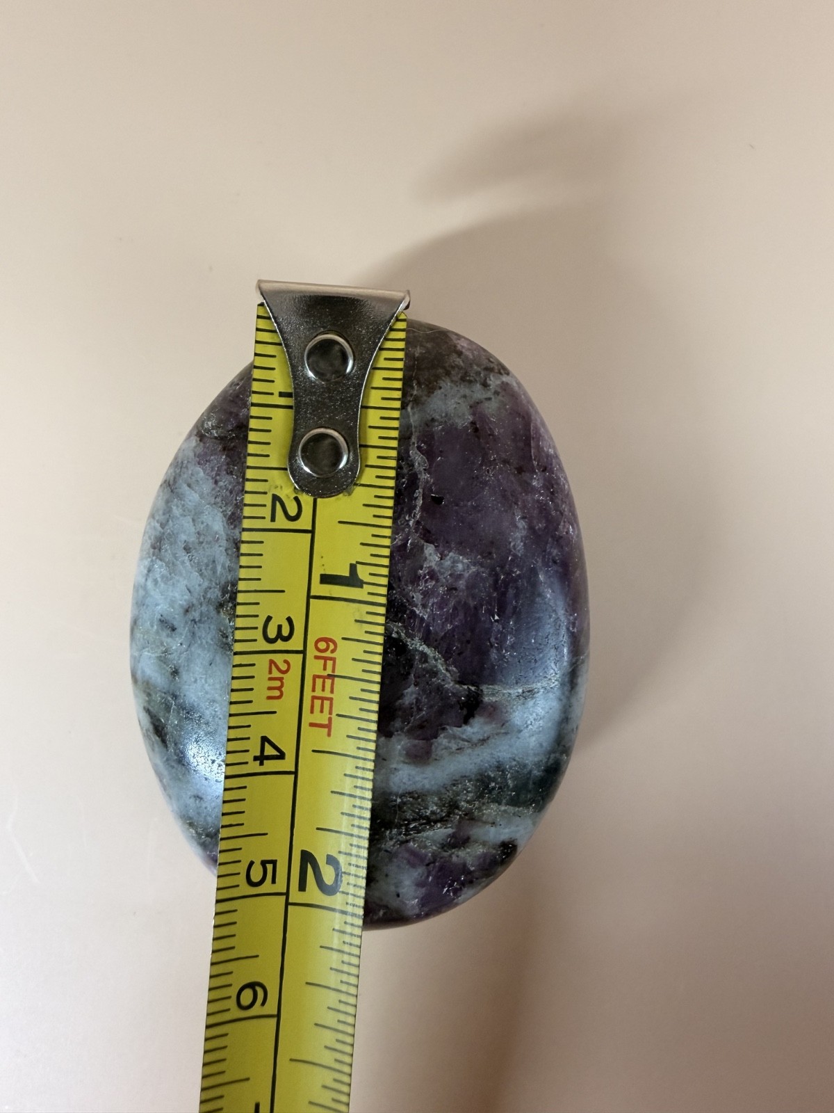 Lepidolite Palm Stone 2in 3.45oz Purple Mica Worry Stone Polished