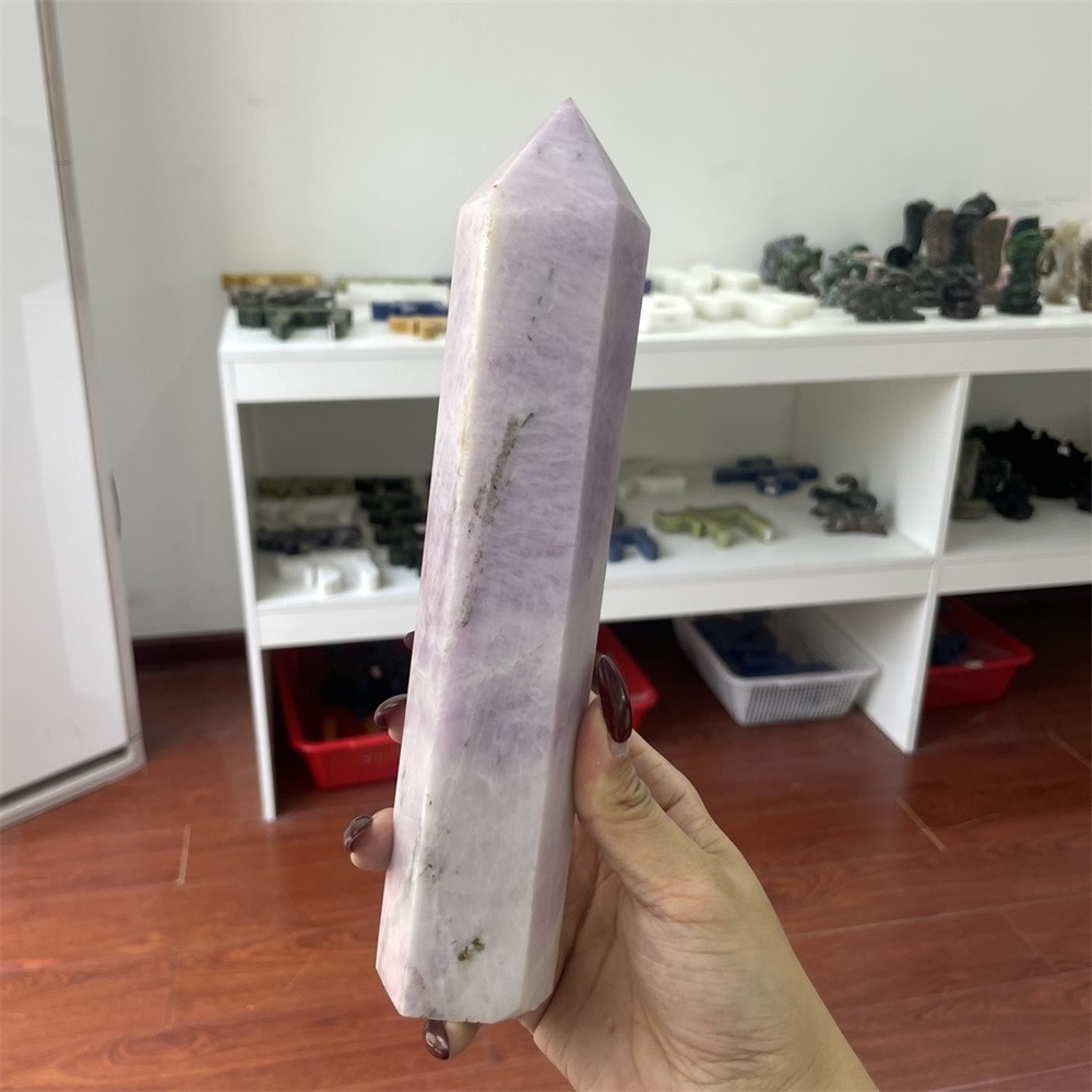 2.2LB9 ” Natural Kunzite Obelisk Tower Crystal Quartz Healing Energy Reiki