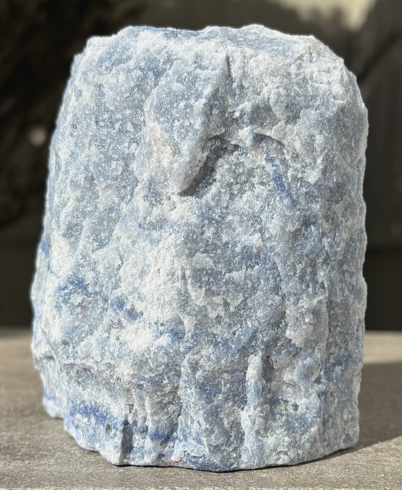 USA SALE 2.65LB BLUE QUARTZ VASE CONTAINER 4″x3.8″x3″ AVENTURINE PLANTER HOLDER