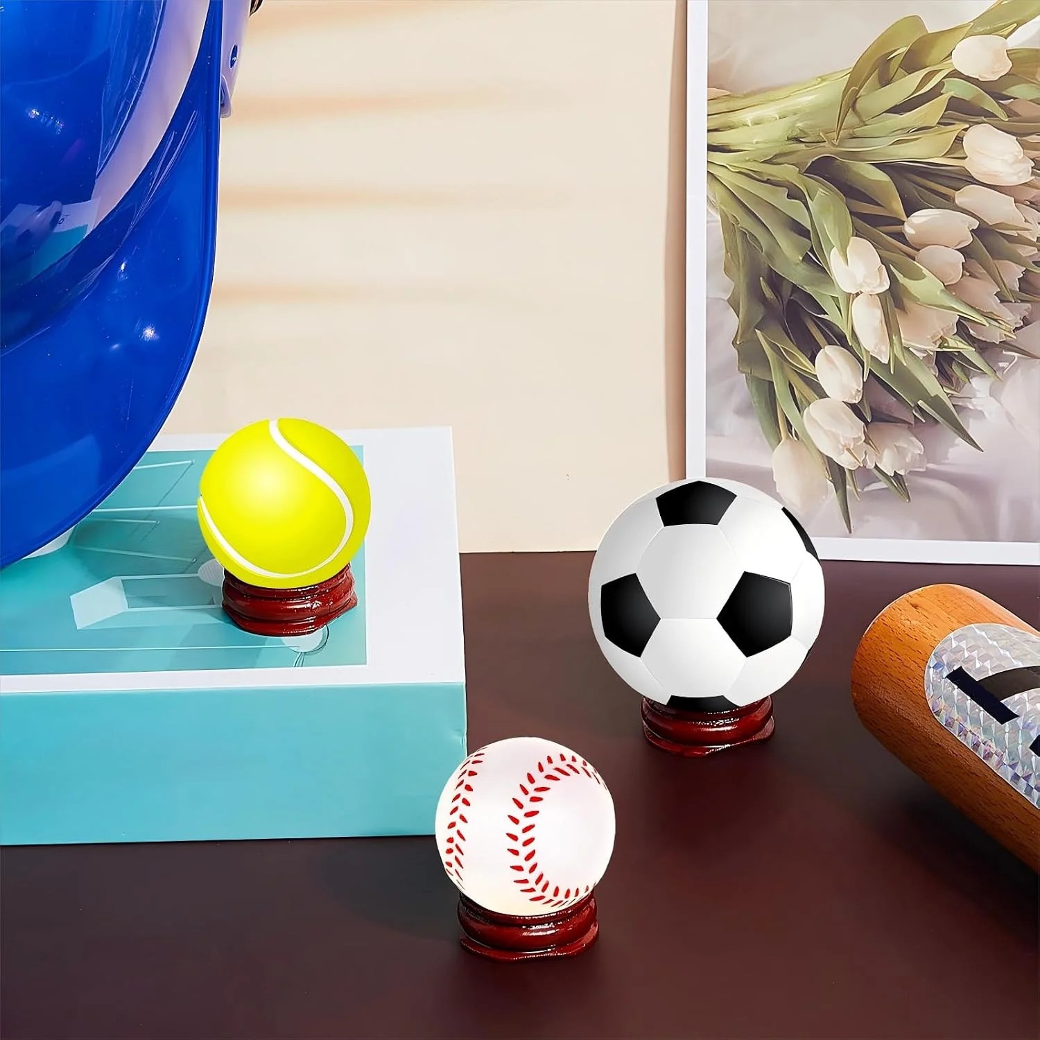 15 Pcs Sphere Stands for Display Crystal, Crystal Holder Wood Egg Ball Stand Sto