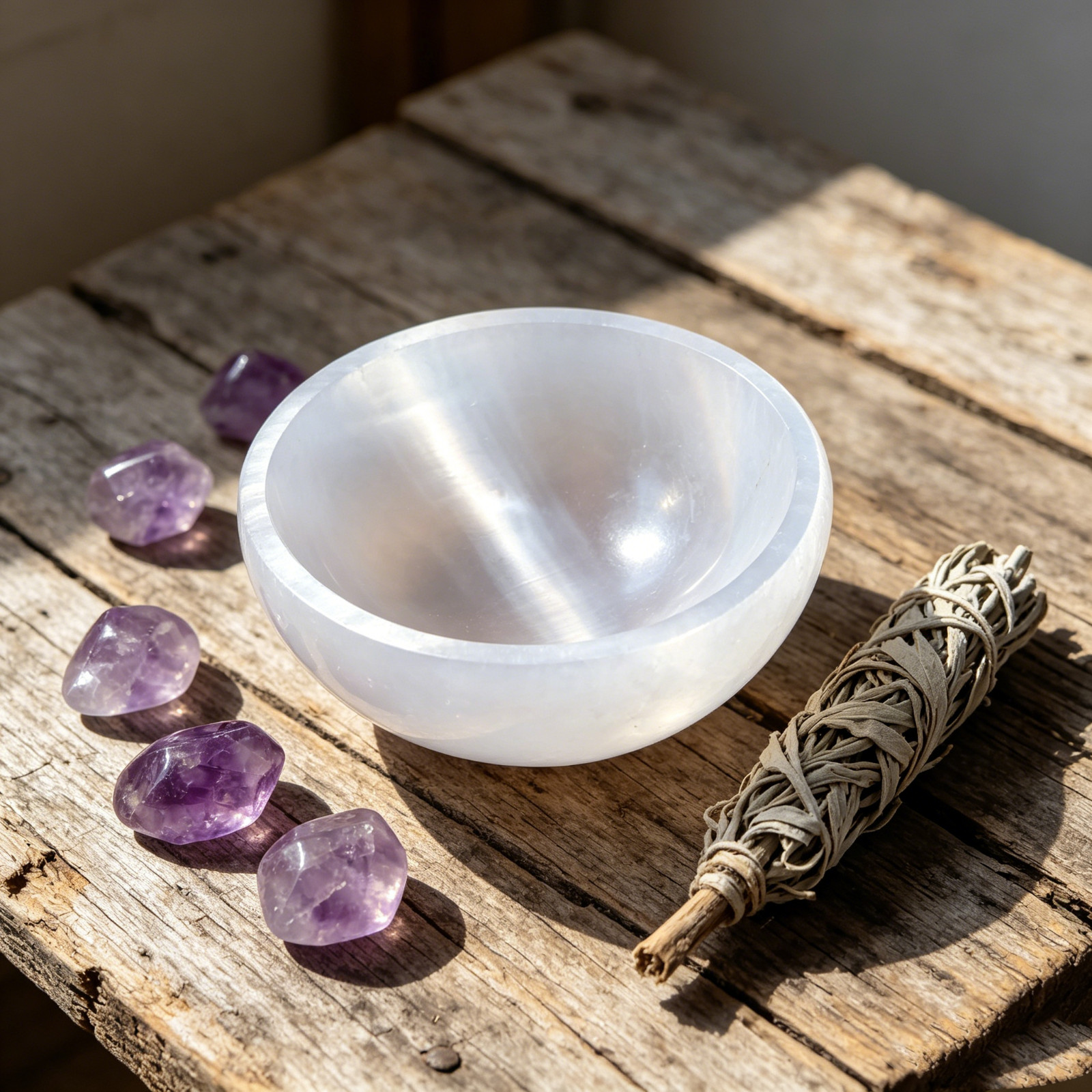 Natural Selenite Bowl 7-8cm Cleansing Charging Crystal Healing