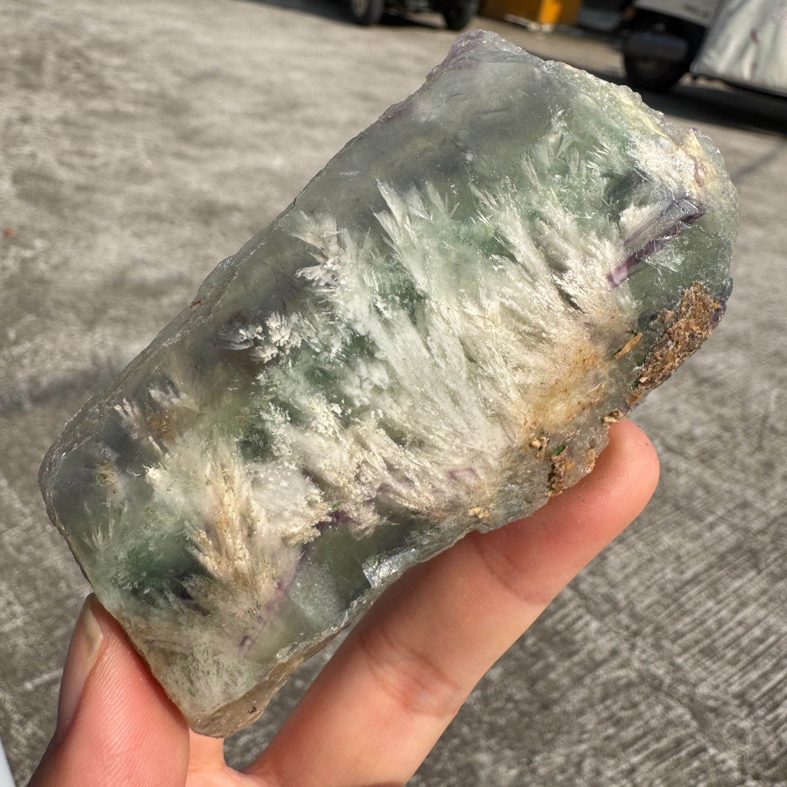 100G Natural feather fluorite crystal slice rough quartz crystal specimen healin