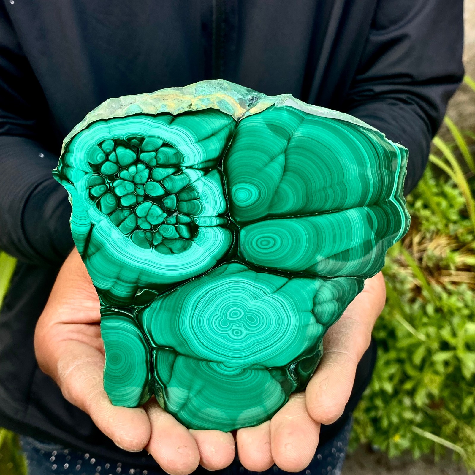 463G Natural malachite slice quartz crystal luster mineral specimen