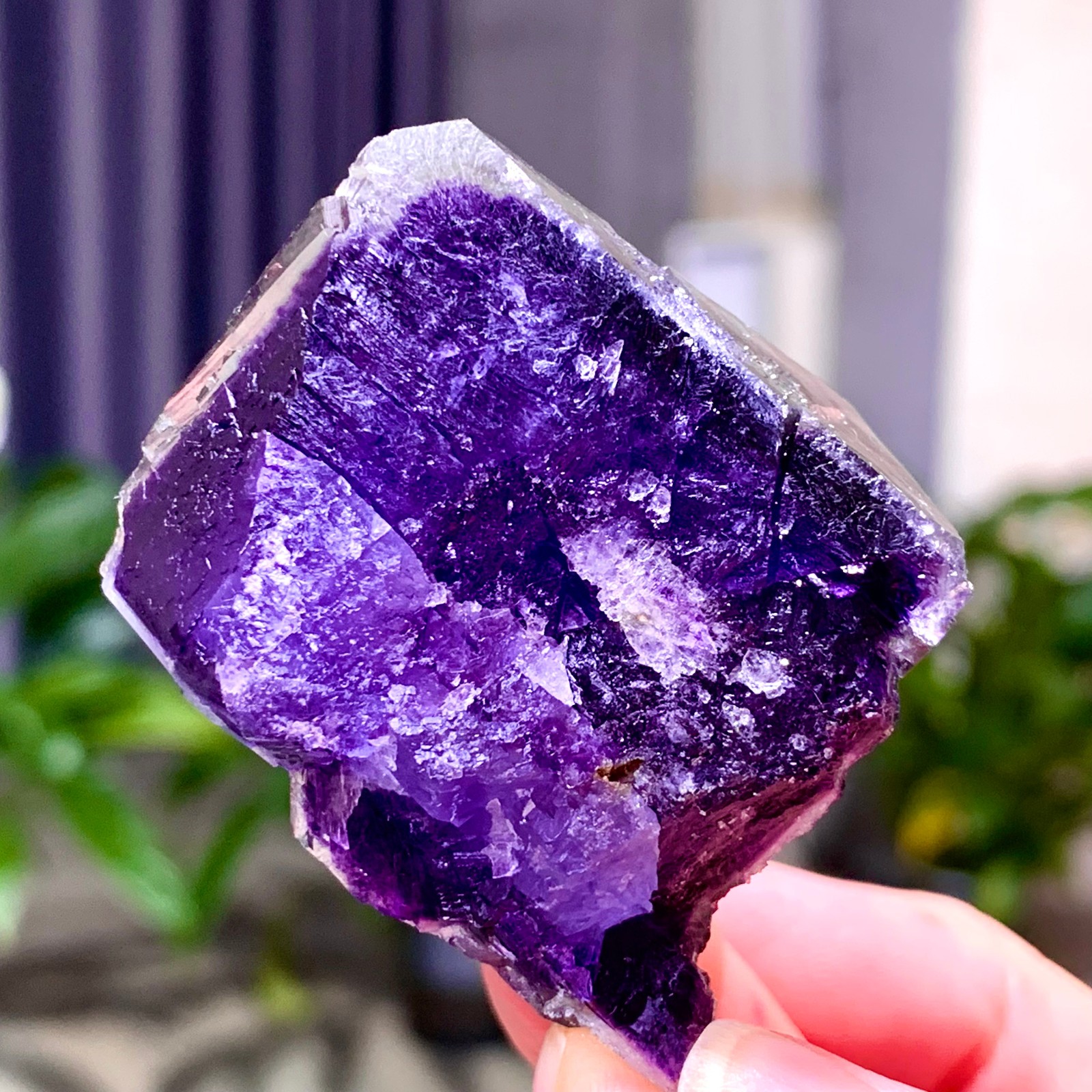 59G Inner Mongolia Natural Fluorite Purple Edged Cube Crystal Mineral Specimen