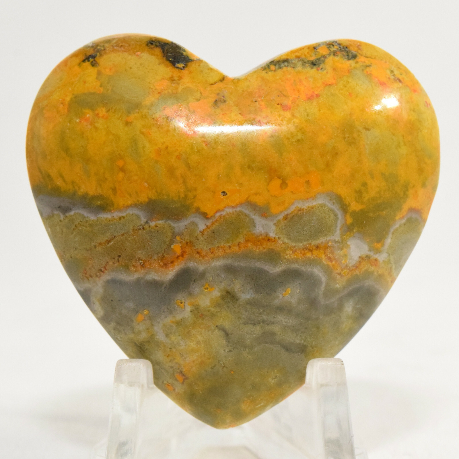 41mm Bumble Bee Jasper Heart Natural Sparkling Mineral Polished Crystal Indones.