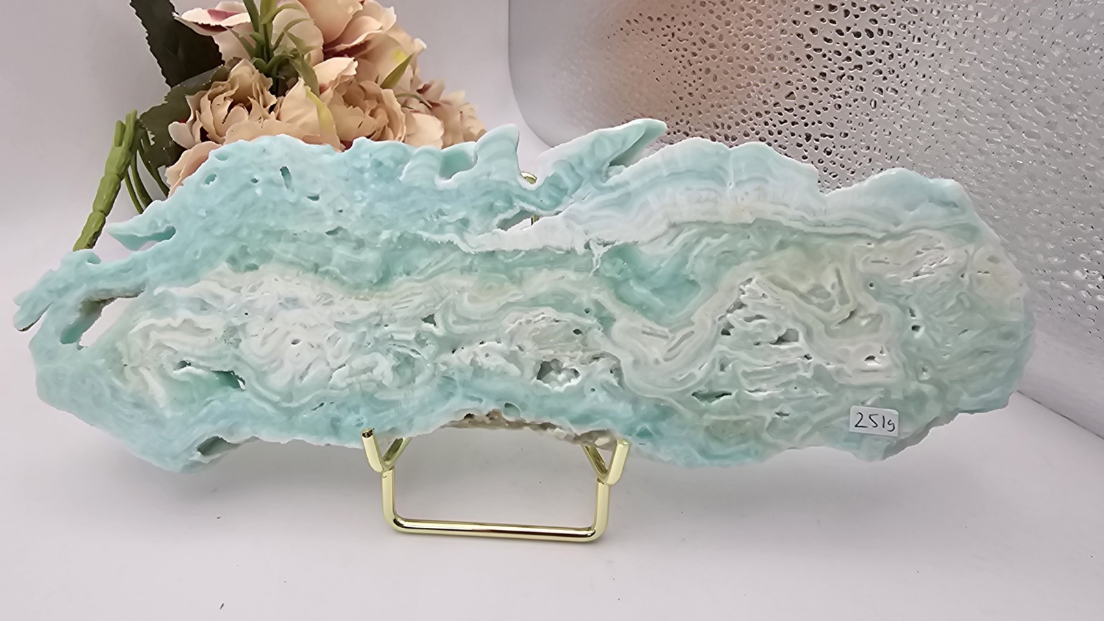 large hemimorphite Slab Slice 251g 7.5cm beach caribbean calcite carribean