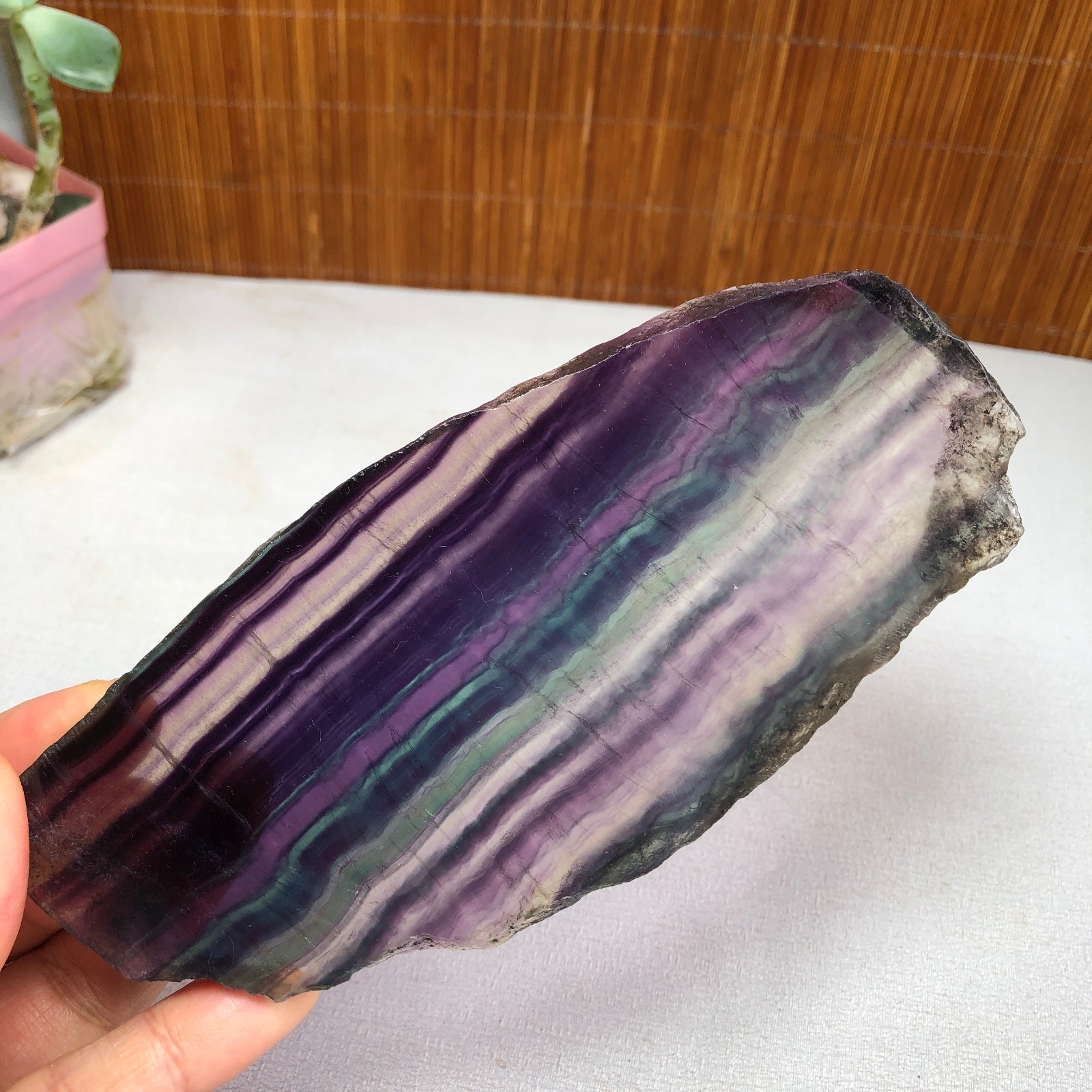 300g Natural Candy fluorite slice Crystal gemstone Polished/rough Specimen A8422