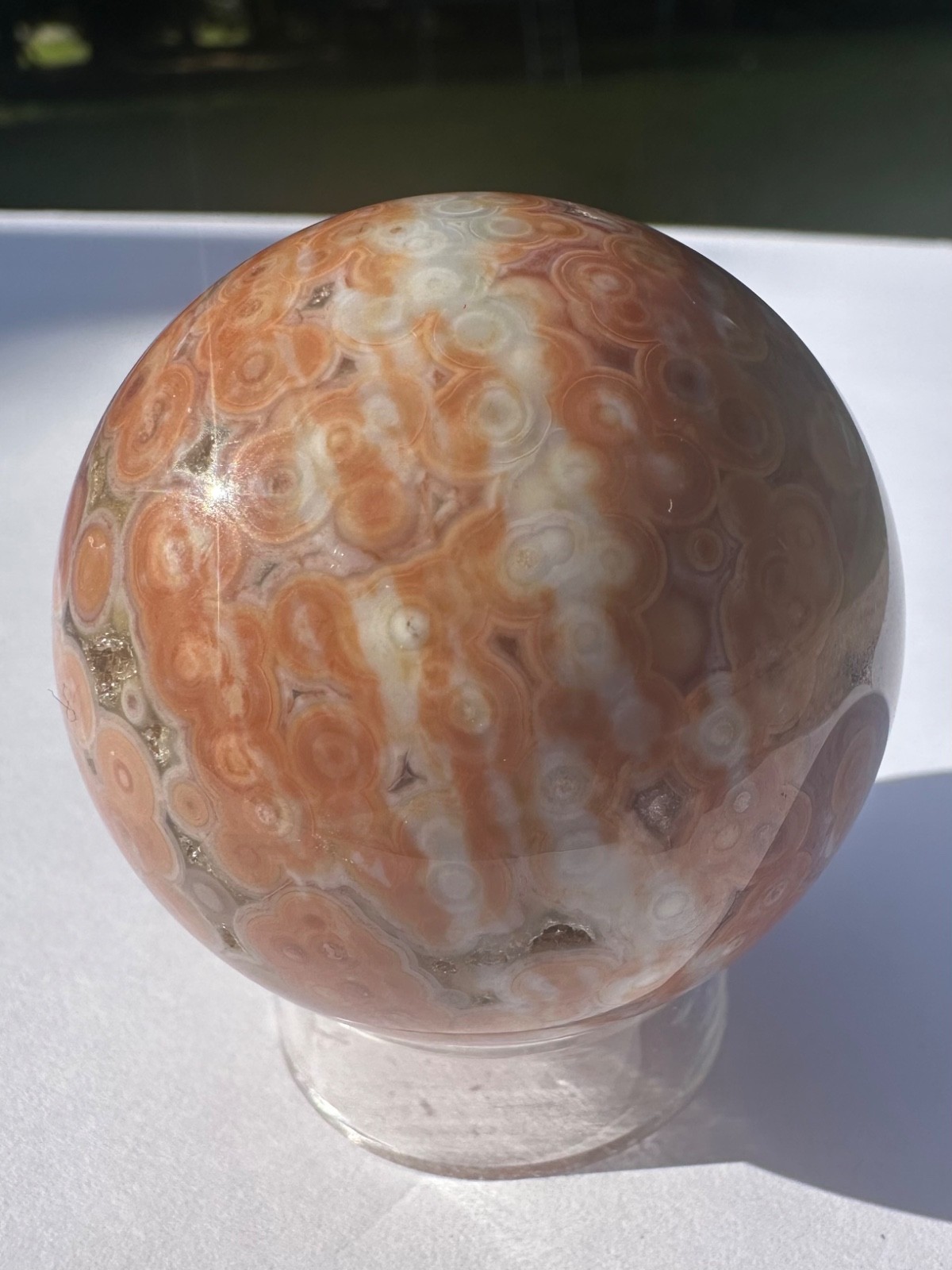 143g sparkling druzy 8th vein orbicular ocean jasper sphere polished crystalball