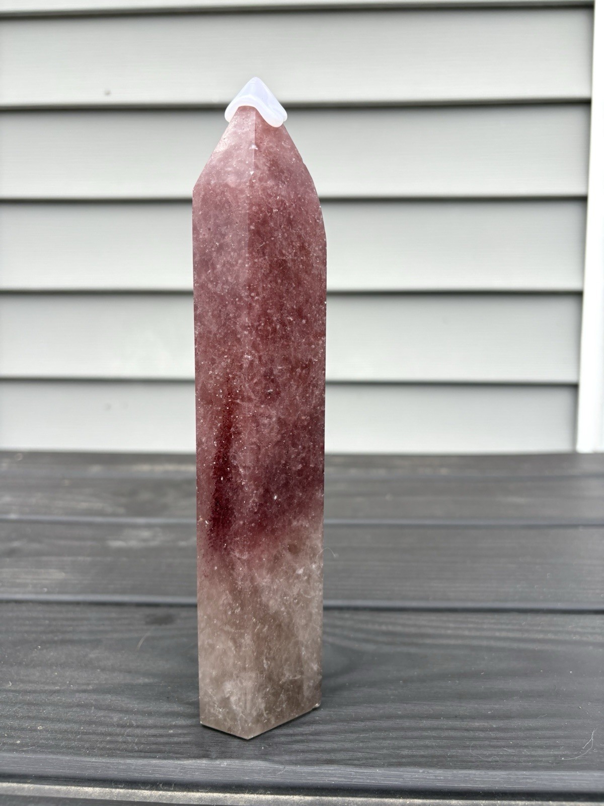 9in Strawberry Quartz Tower (Obelisk) Natural Crystal (6″ Base Circumference)