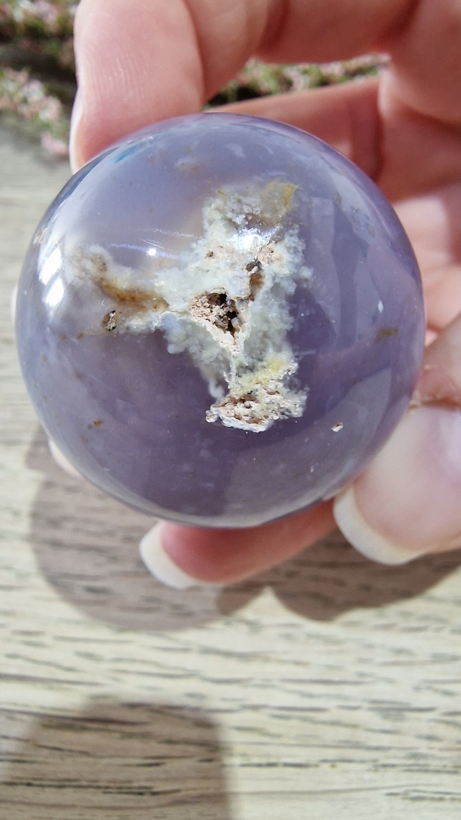 Blue Chalcedony Crystal Sphere 37mm 72g + Stand