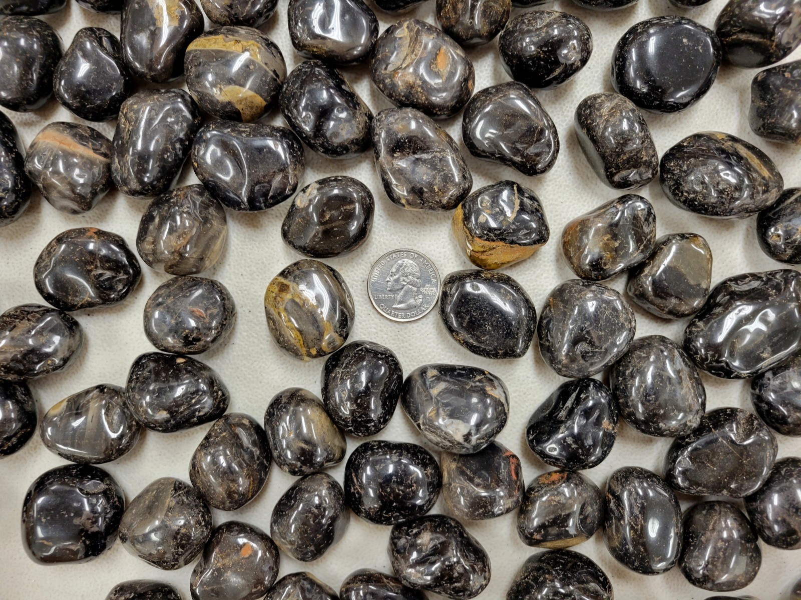 TUMBLED BLACK ONYX CRYSTAL STONES 1″ to 2″ MEDIUM SIZE GEMSTONES BULK POLISHED
