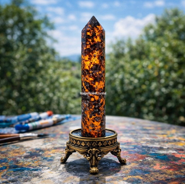 3.2″ Yooperlite Crystal Tower Point UV Reactive Glow Stone Luminous Home Decor