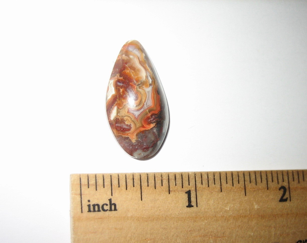 26x14mm POLISHED NATURAL LAGUNA LACE AGATE CRYSTAL STONE CABOCHON MEXICO 3.4g *6