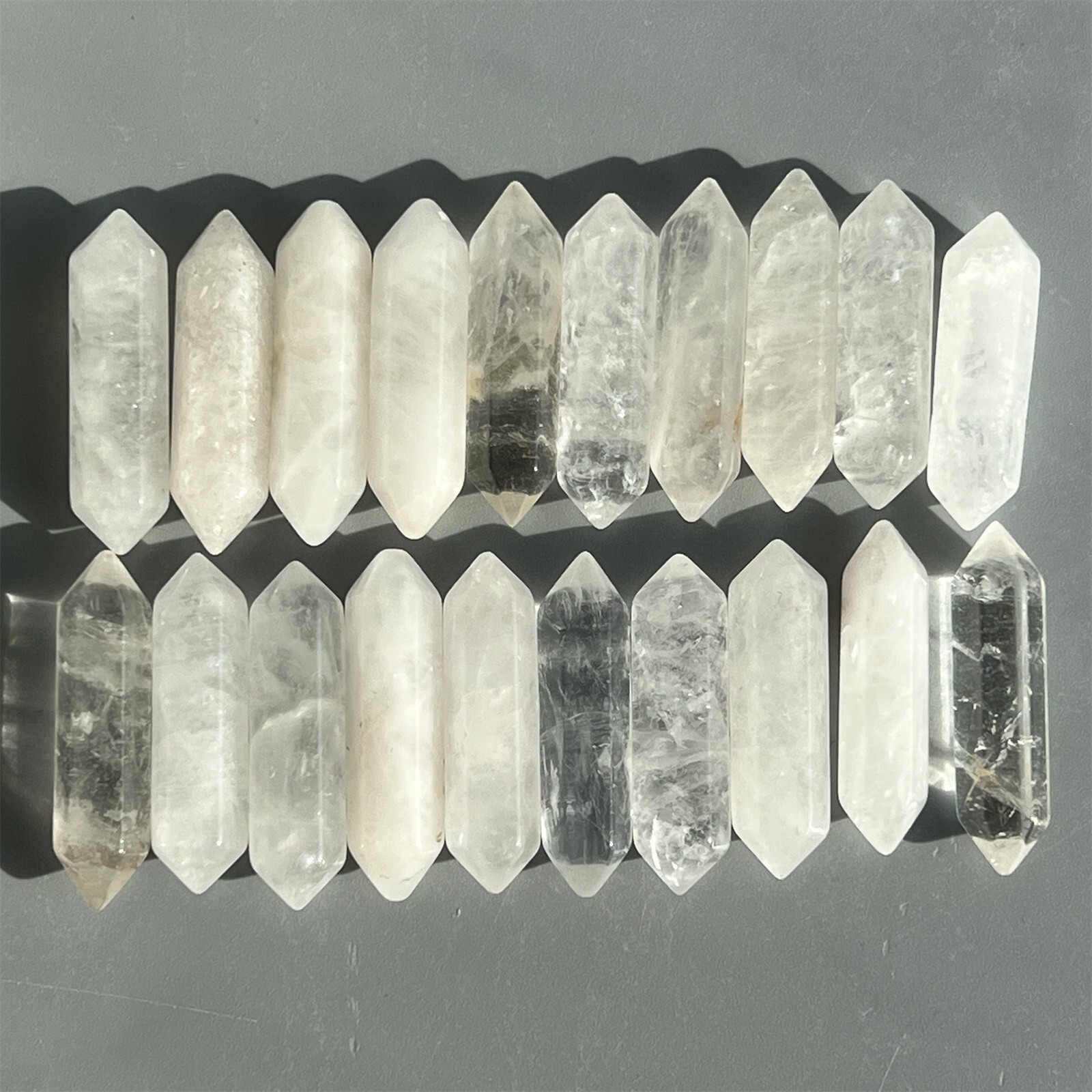 Top Wholesale natural clear quart obelisk quartz crystal wand double point 20pcs