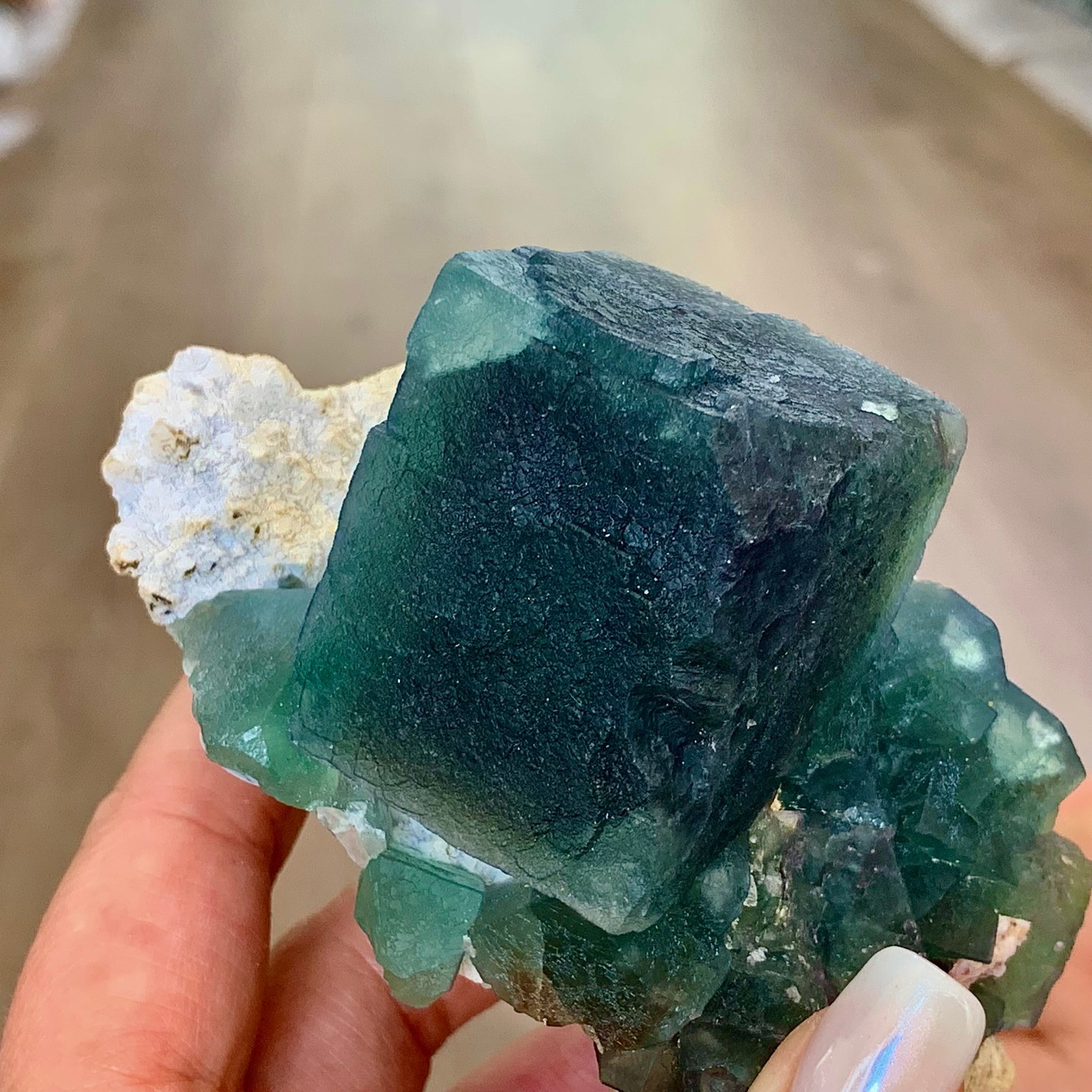 388G Rare transparent Blue green fluorite mineral crystal sample/China