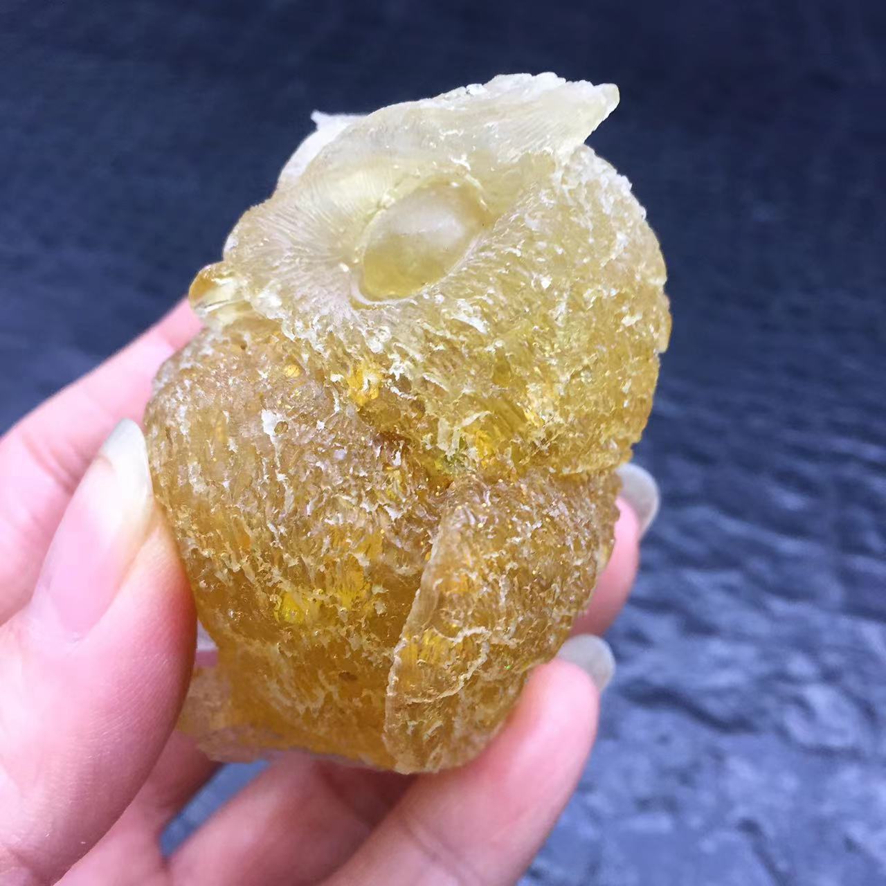 Natural Citrine Crystal Chips Quartz Stone Gravel Resin Owl Healing Decorate 1Pc