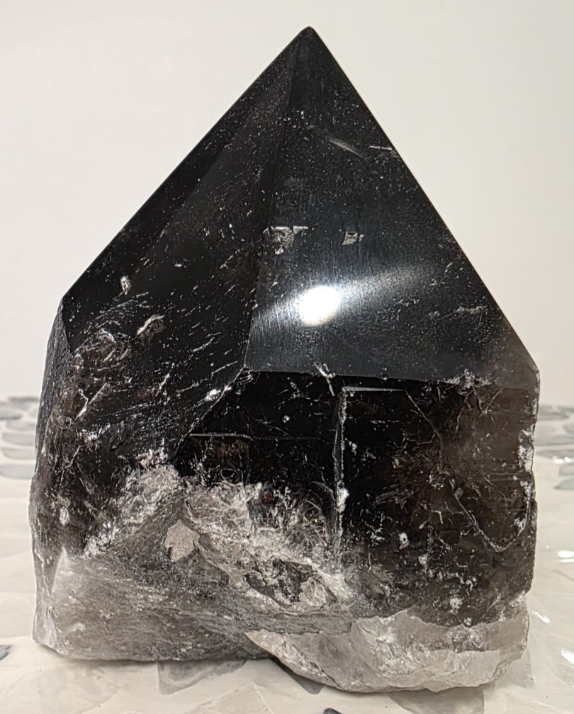 870G 4″ Smoky Quartz Natural Quartz Point Brazil Polished Top Cluster #2