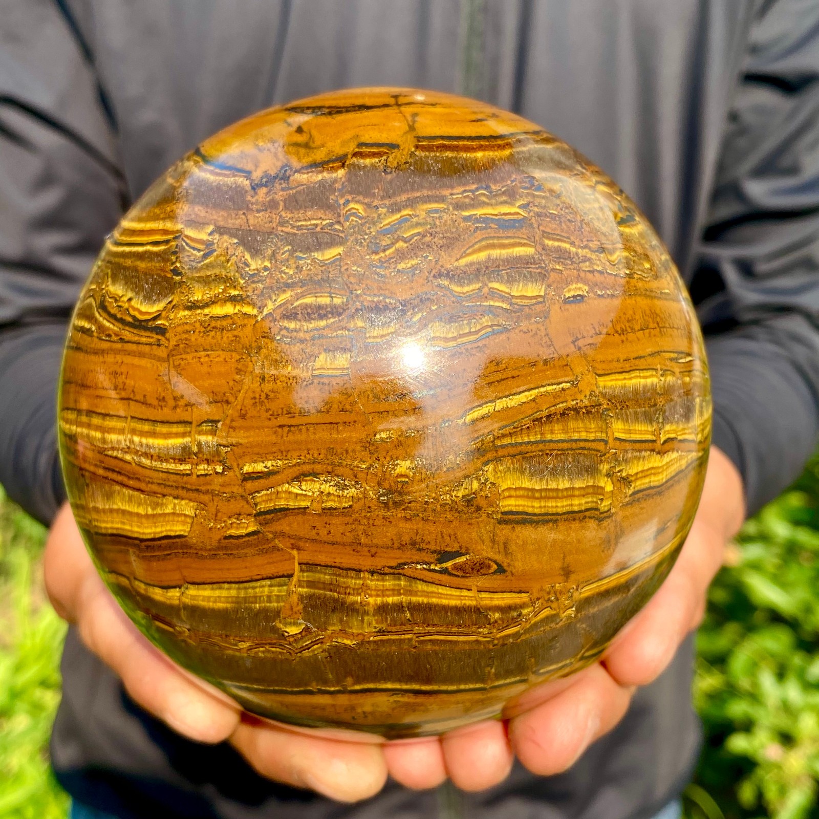 4.76LB Large Natural Tiger Eye Stone Crystal Ball Quartz Healing Sphere Décor