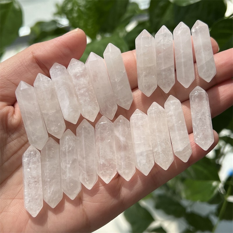10pcs natural clear quart obelisk quartz crystal wand double point reiki healing