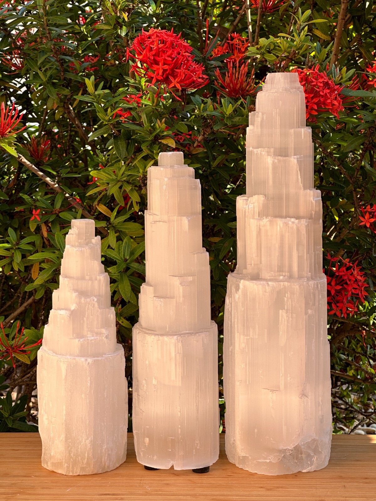 Selenite Skyscraper Lamp, 6″, 8″, 10″, 12″, 16″ Tall Selenite Tower Lamps