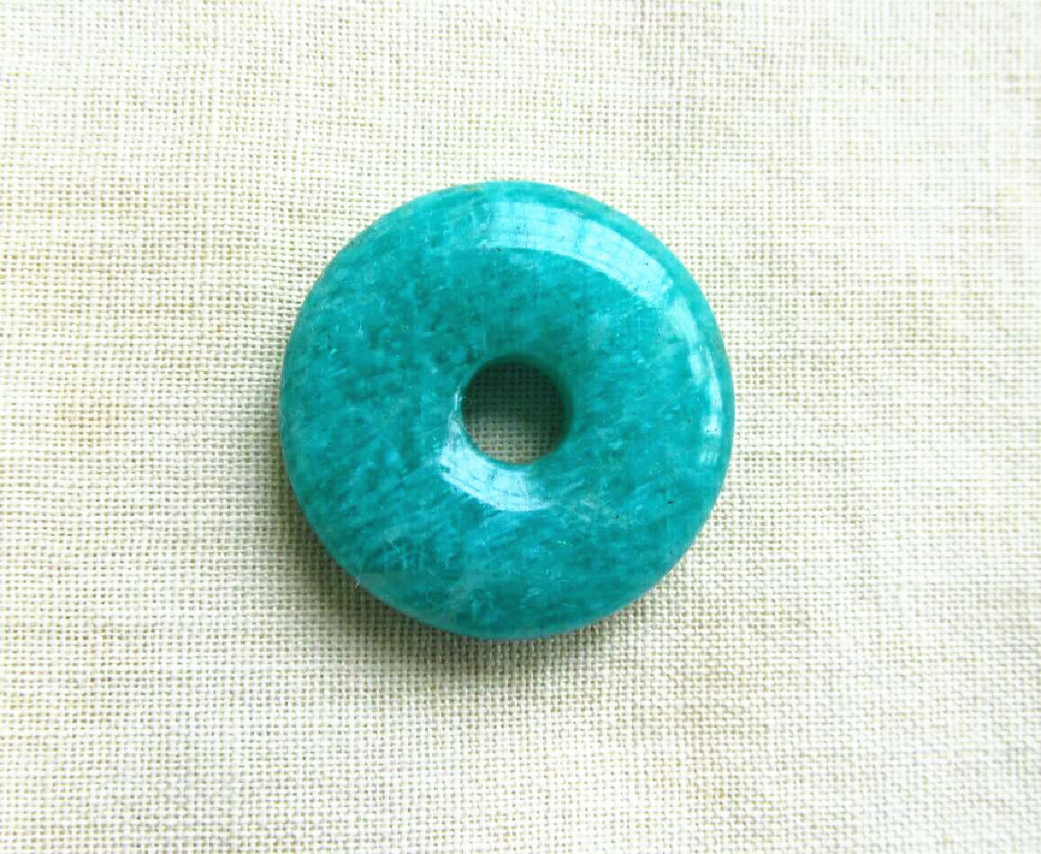 Natural Green Amazonite Gemstone Donut Crystal Bead Pendant 28x7mm AAA
