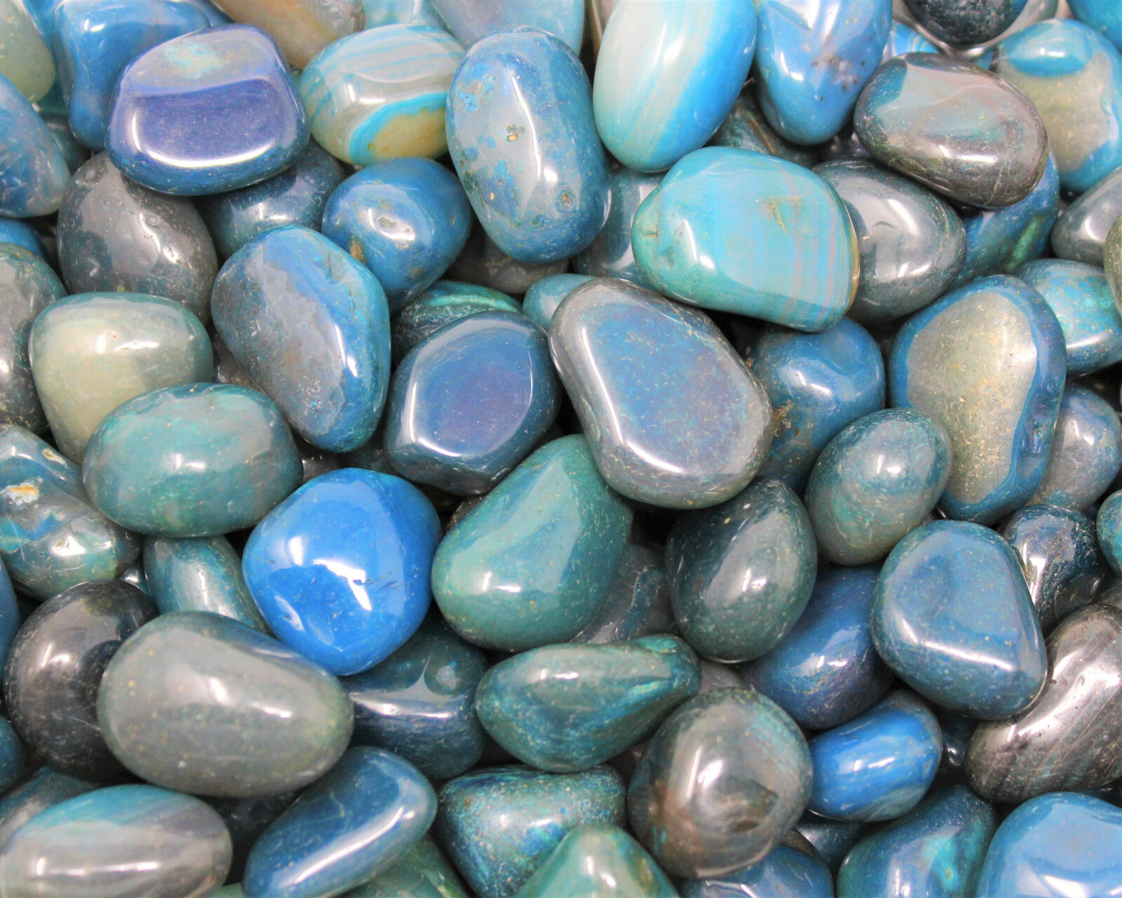 1 lb Bulk Blue Agate Tumbled Stone Premium Quality ‘A’ Grade, Dyed, Teal 16 oz