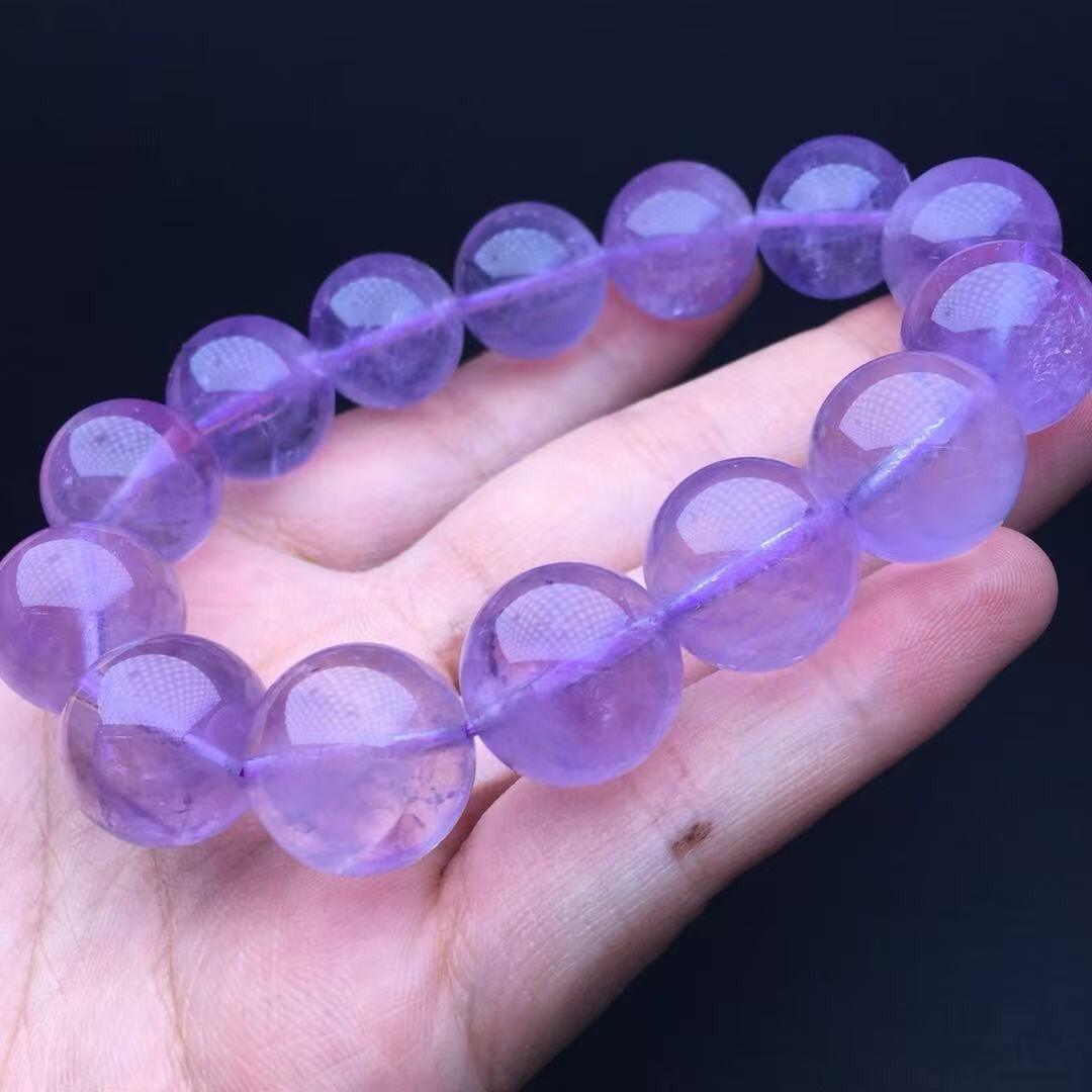 18mm Natural Amethyst Bead Bracelet Reiki Crystal Quartz Healing Decorate 1pc