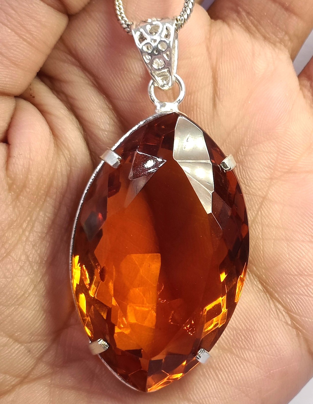 135 Ct Natural Yellow Sapphire Pendant Marquise Shape 925 Silver IGL 6FRU