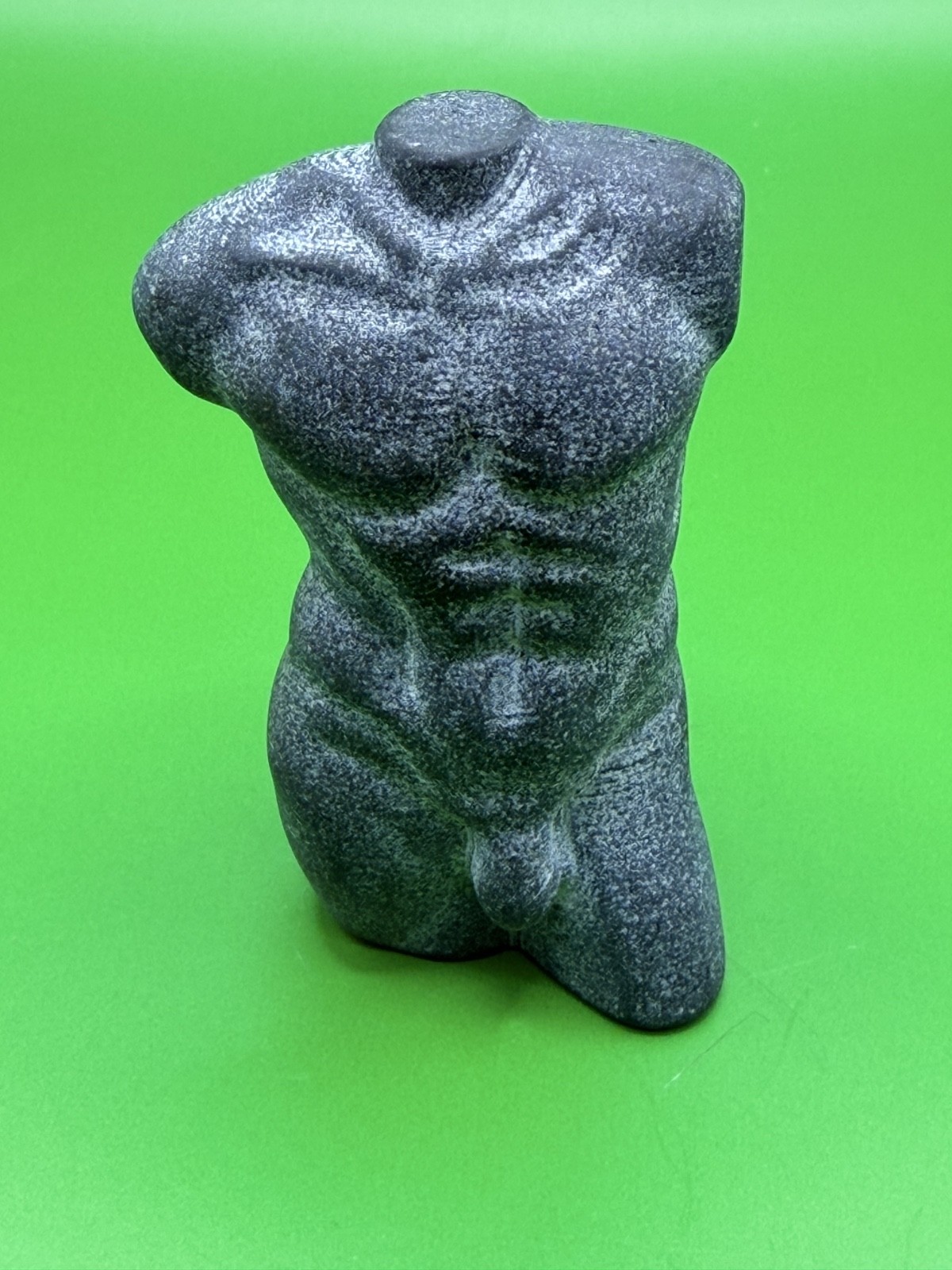 2.57oz 2.7in Black Basalt Male Torso Carving Protection Stone