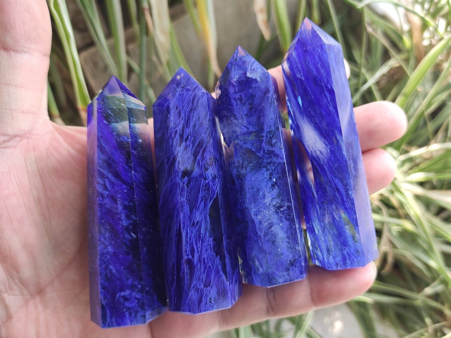 3 ~ 4 inch Blue Smelting Quartz Point Obelisk Gemstone Crystal Tower Decoration