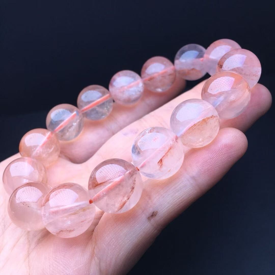 17mm Natural Fire Quartz Bead Bracelet Reiki Crystal Quartz Healing Decorate 1pc