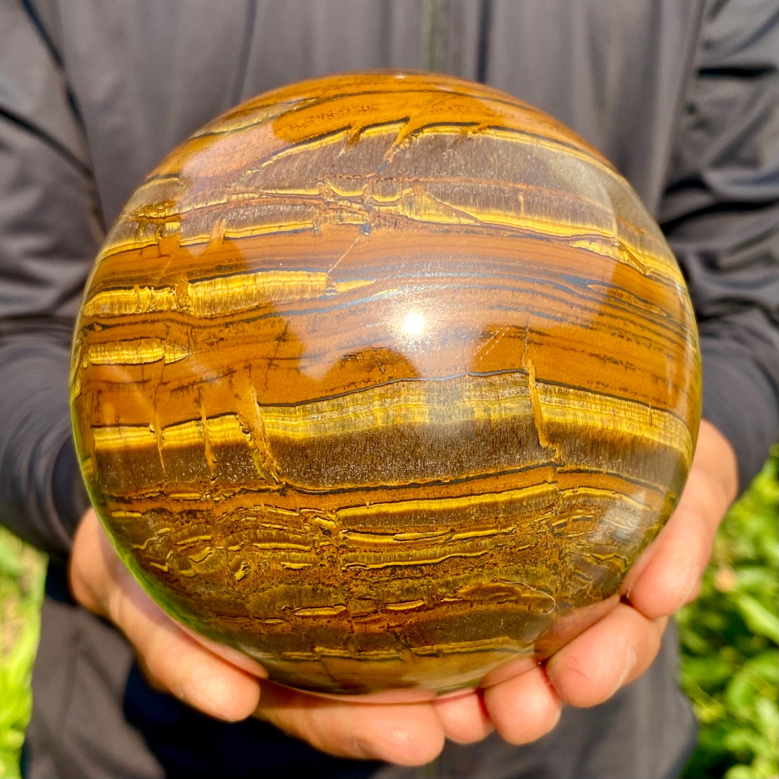 4.76LB Large Natural Tiger Eye Stone Crystal Ball Quartz Healing Sphere Décor