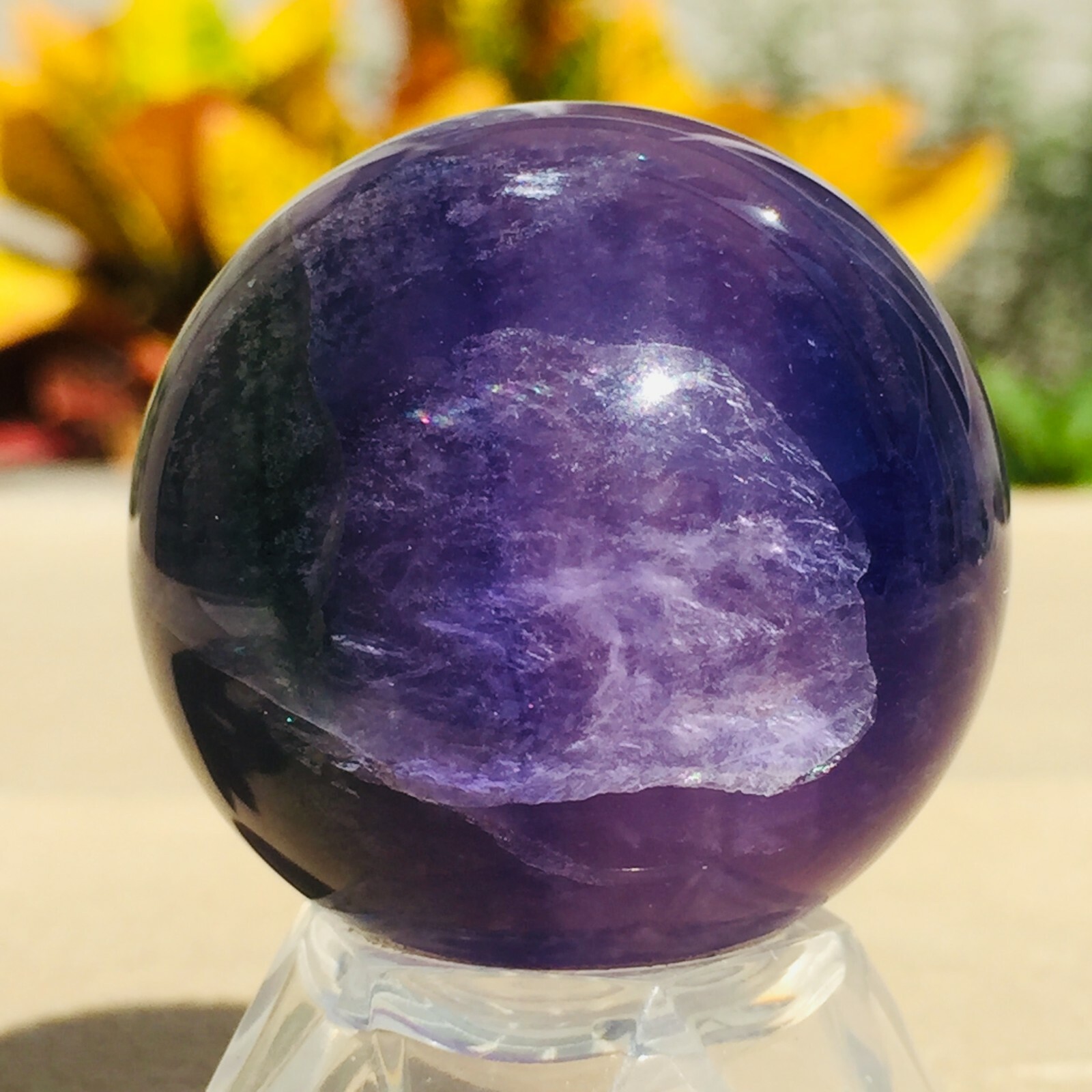 100g Fine Natural Dark Purple Fluorite Quartz Crystal Sphere Ball Healing