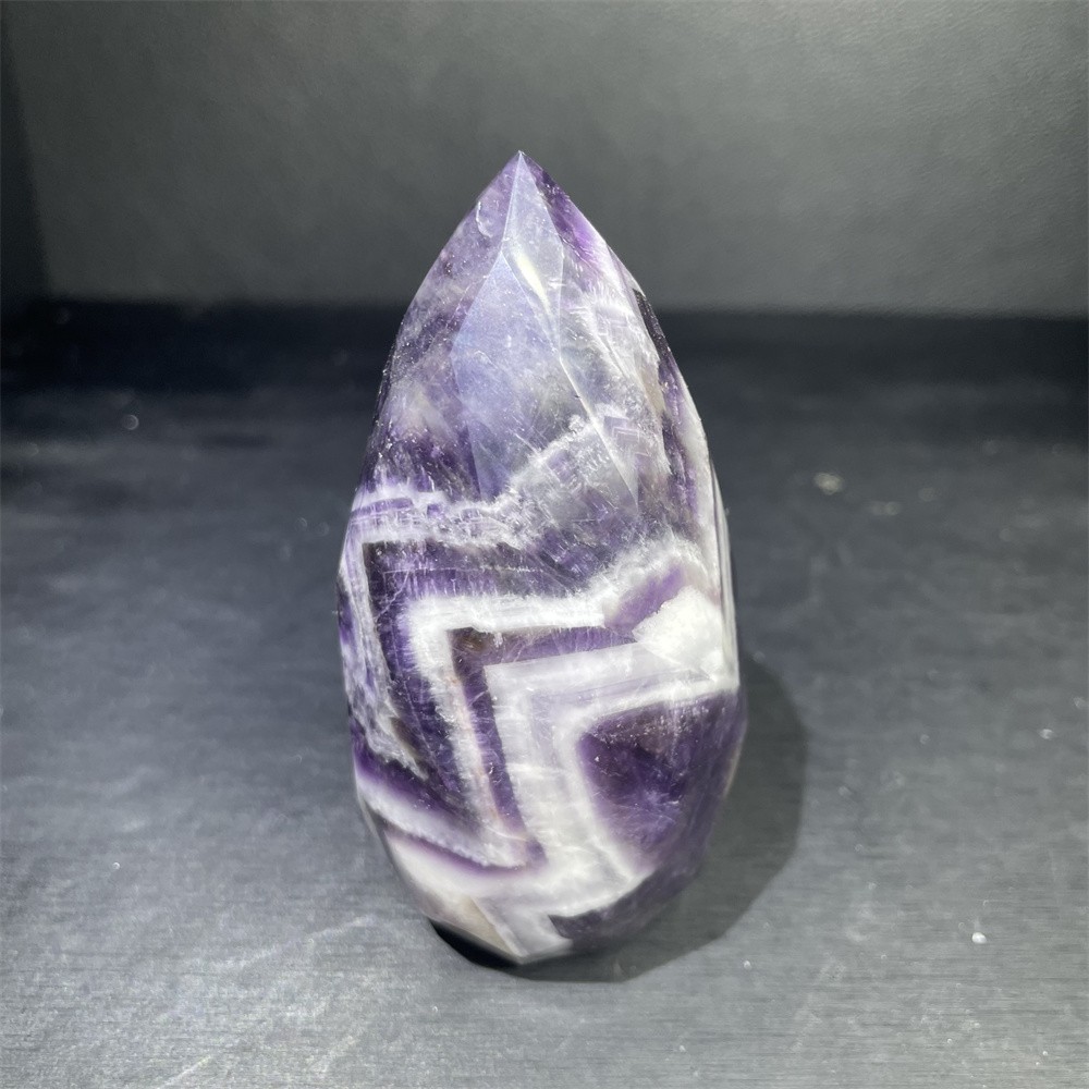 0.6LB 3.9″Natural Dream Amethyst Faceted Diamond Crystal Carving Heal Decor