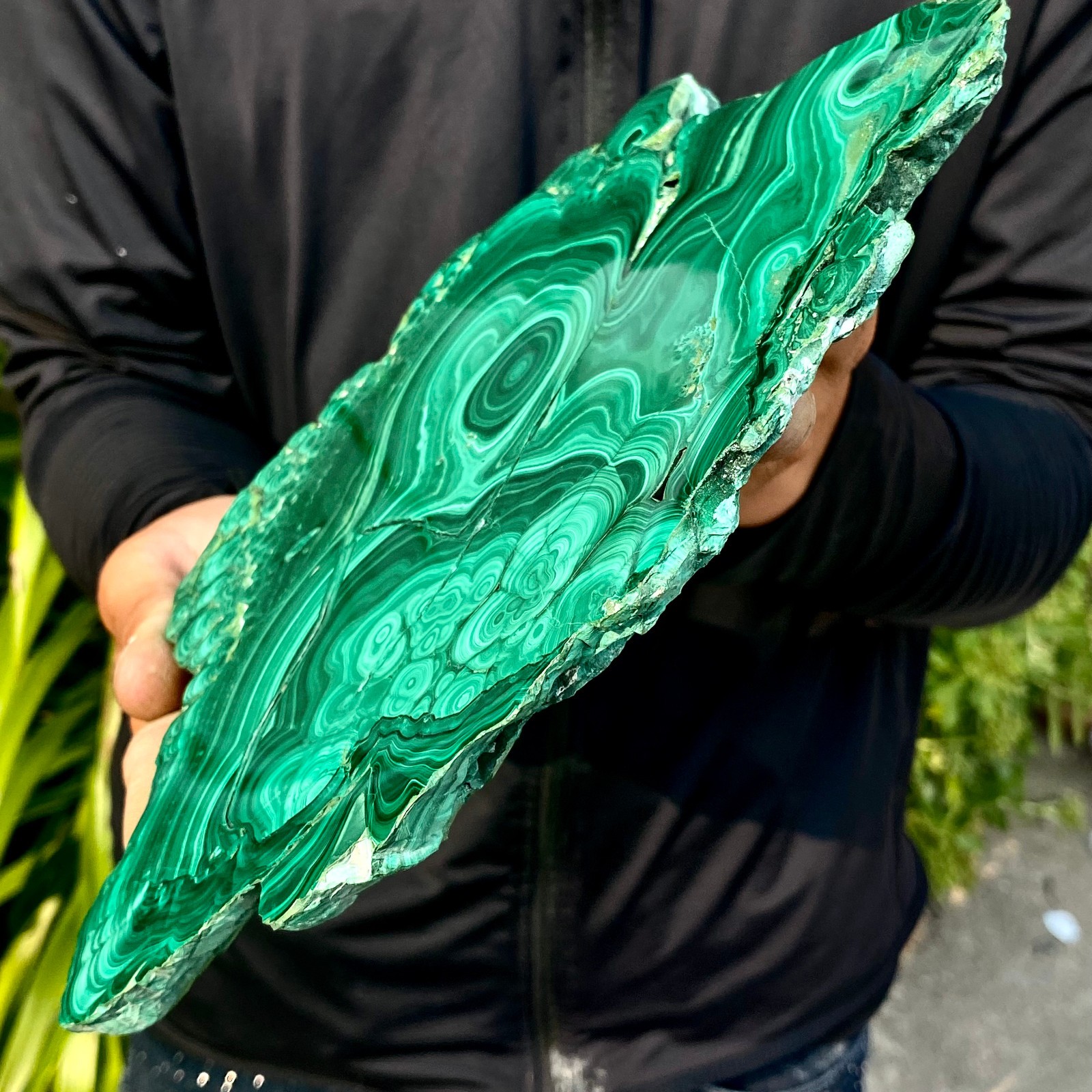2.6LB Natural malachite slice quartz crystal luster mineral specimen