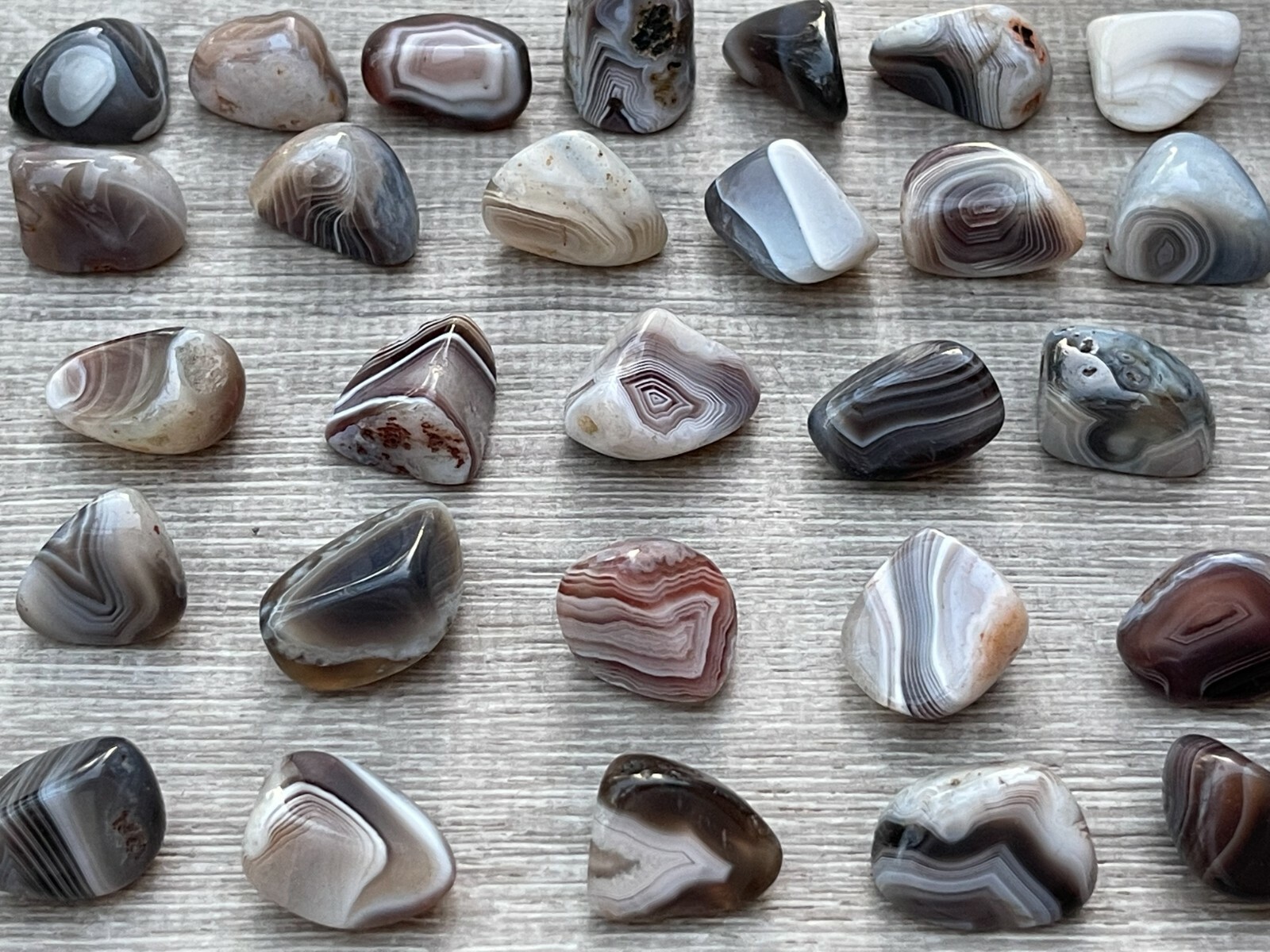 Grade A++ Botswana Agate Tumbled Stones 0.75-1 Inch, Wholesale Bulk Lot