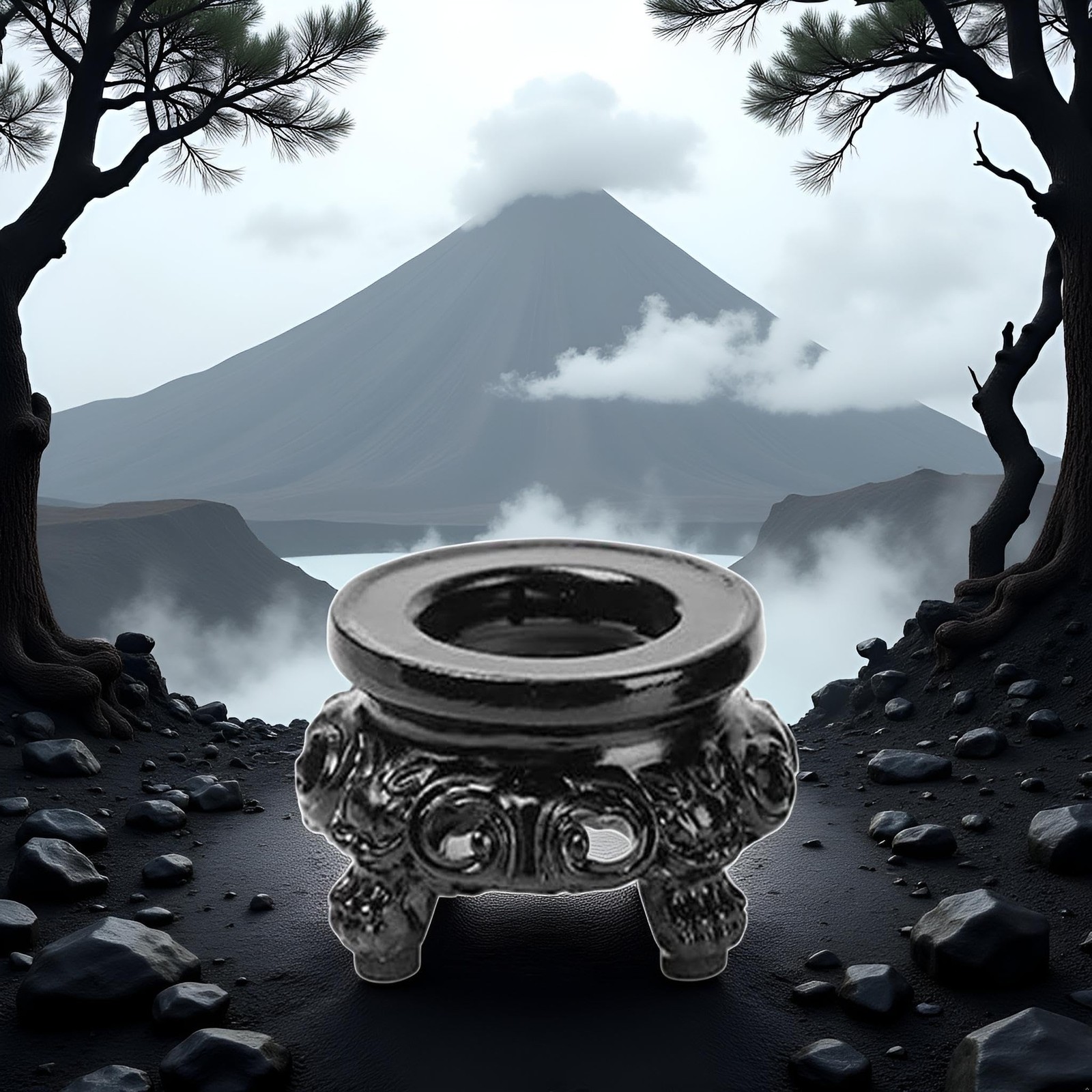 Black Wooden Display Stand for Crystal Sphere Quartz Ball Holder Hollow
