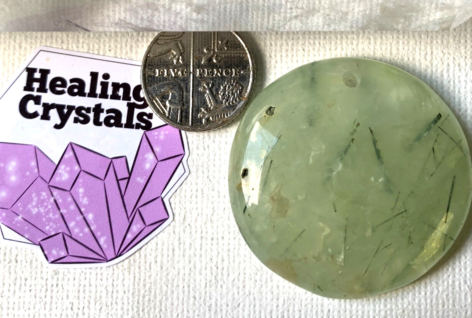 PREHNITE 37mm DIAMETER ROUND CABOCHON, NATURAL STONE FROM AFRICA
