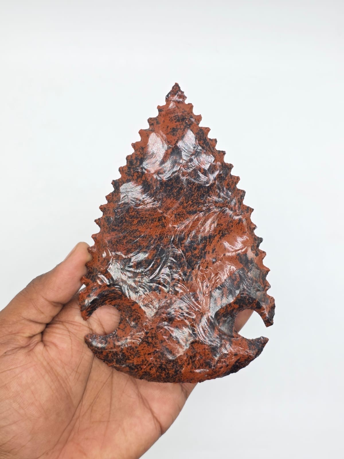 Mahogany Obsidian Crystal Arrowhead 6×4” | Handmade Natural Stone Gemstone Decor