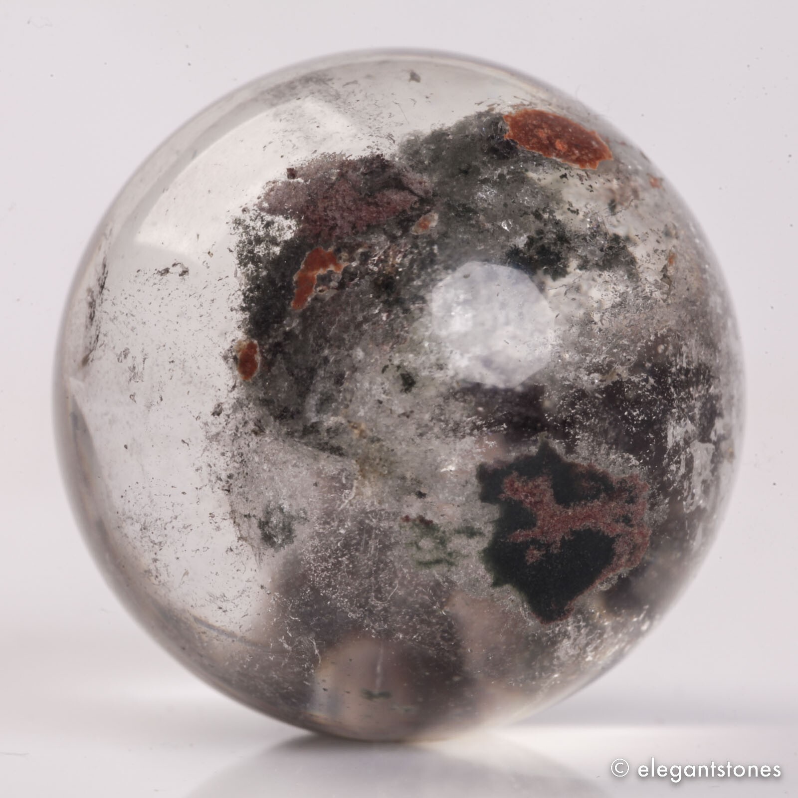 58g34mm Natural Garden/Phantom/Ghost/Lodolite Quartz Crystal Sphere Healing Ball