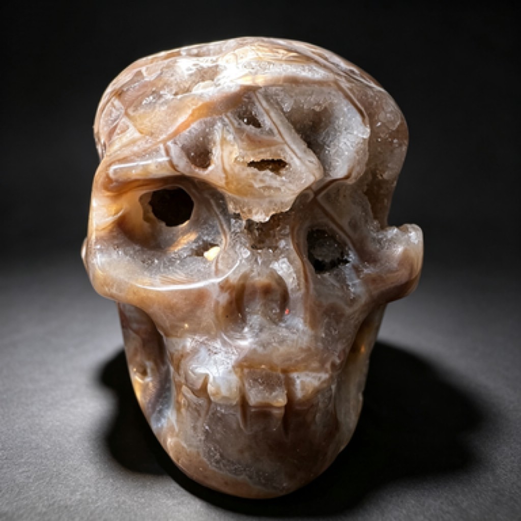 Natural Sphalerite Hand Carved Skull Sculpture, Polished Crystal Healing Statue