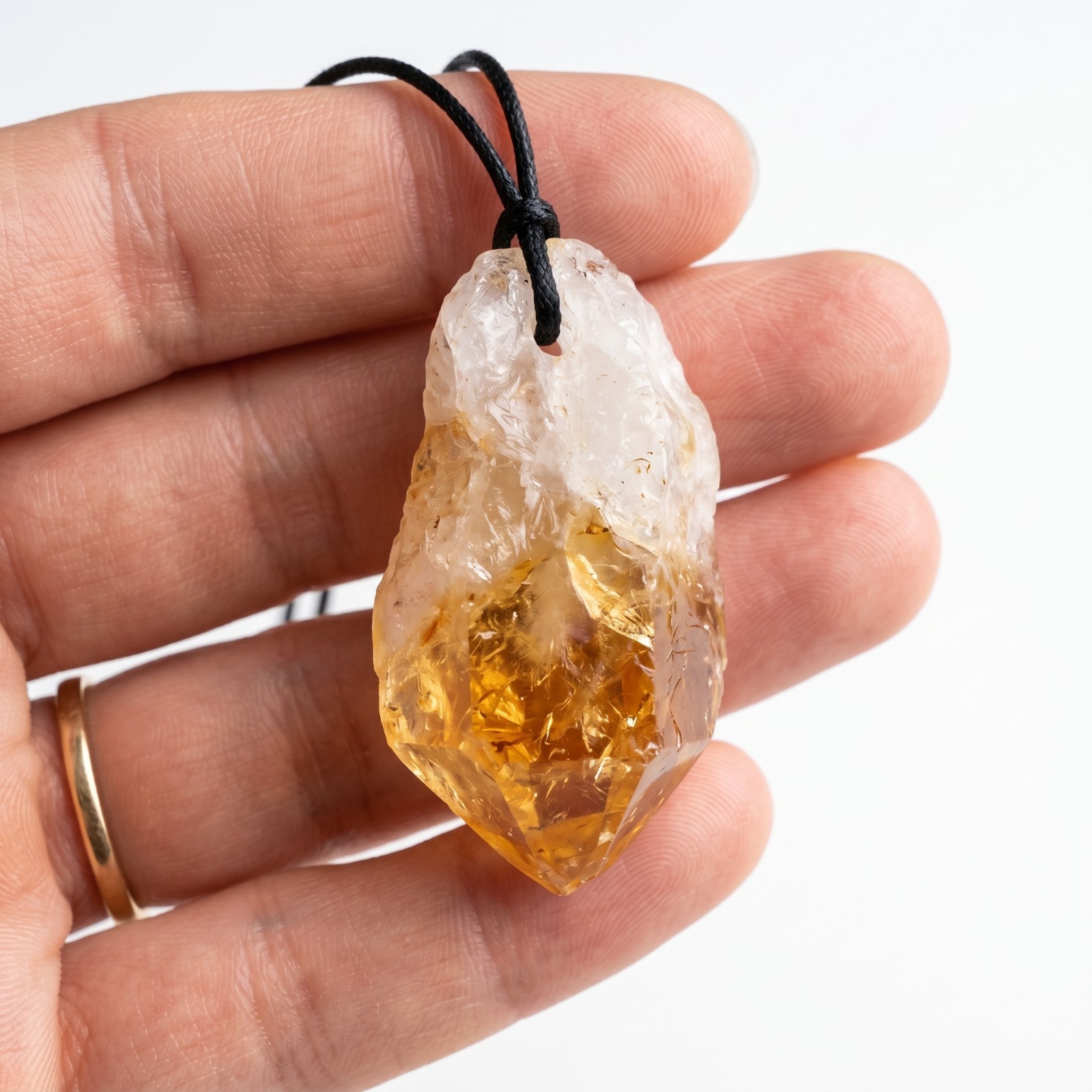 Natural Raw Citrine Crystal Pendant Necklace Healing Rough Gemstone Boho Jewelry