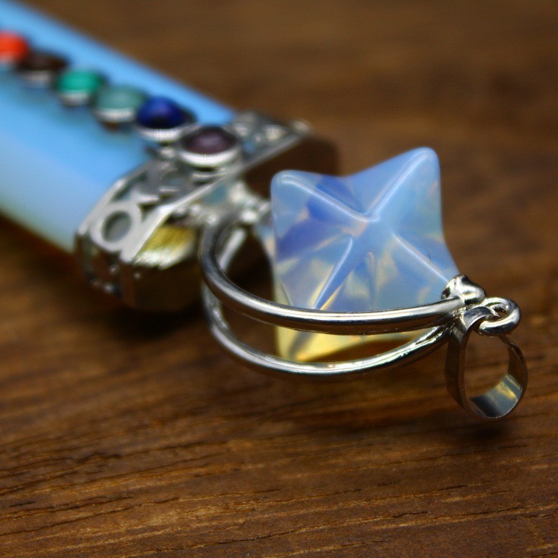 7 Chakra Natural Crystal Sword Pendant Merkaba Aventurine Healing Jewelry Gift