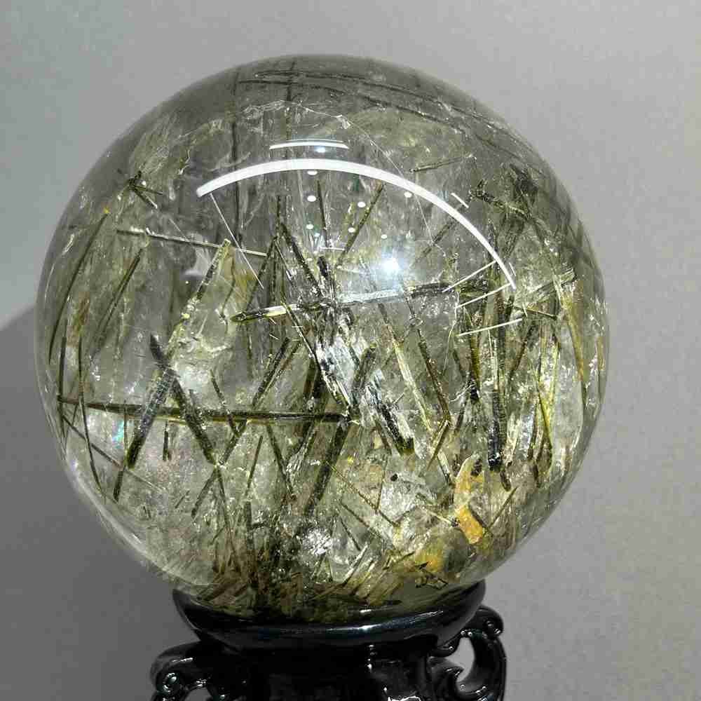180mm Rare Natural Green Tourmaline Quartz Sphere Crystal Ball Healing Gems