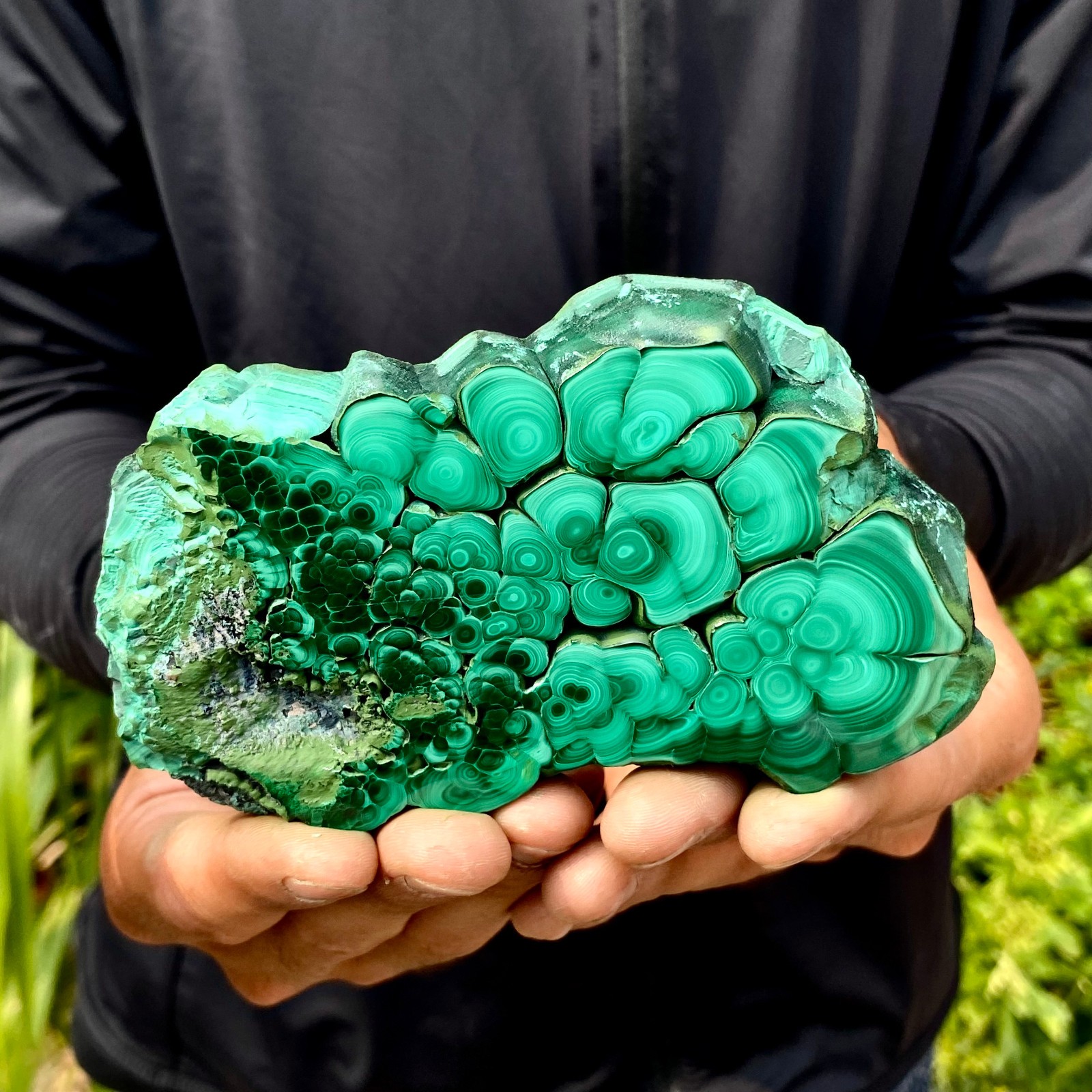 389G Natural malachite slice quartz crystal luster mineral specimen
