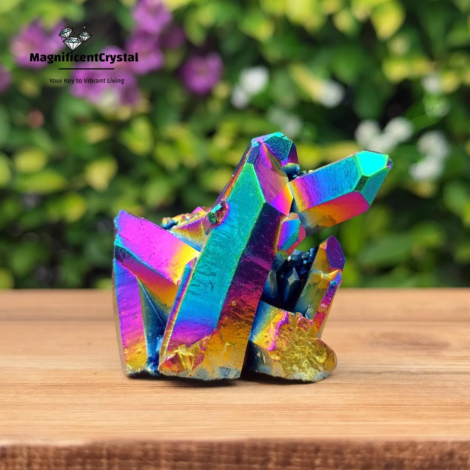 1PC Natural Titanium Rainbow Cluster Quartz Aura Quartz Crystal Reiki Home Decor